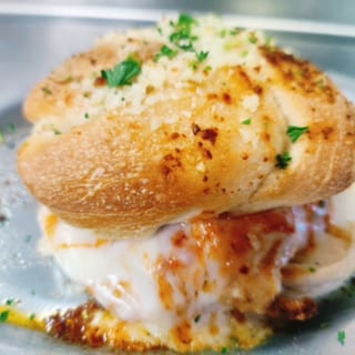 Chicken Chorizo Garlic Knots Sandwich^