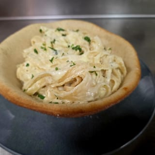 Pasta Bread Bowl Alfredo^