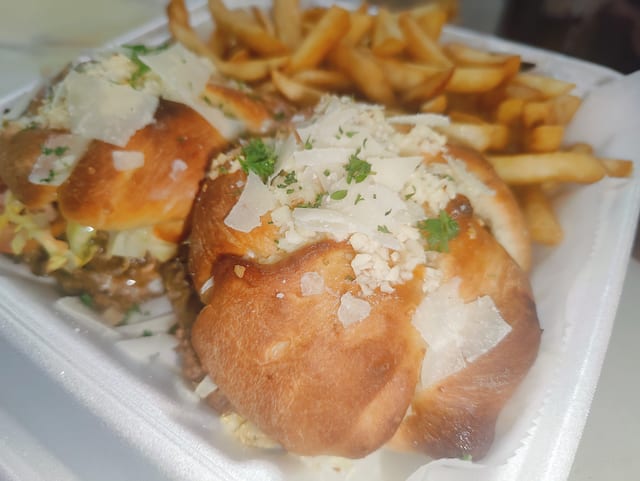 Chopped Cheese Garlic Knots Sandwich.