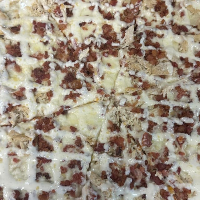 Chicken Bacon Ranch Garlic Knot Pizza.