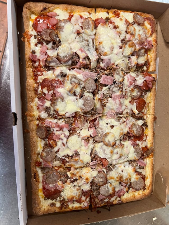 Meat Lovers Sicilian Pizza.