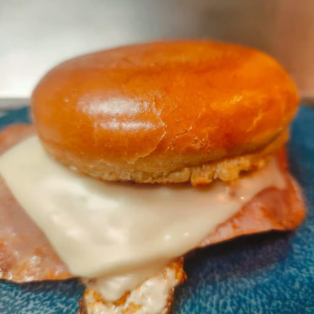 Ham, Eggs and Cheese Sandwich.