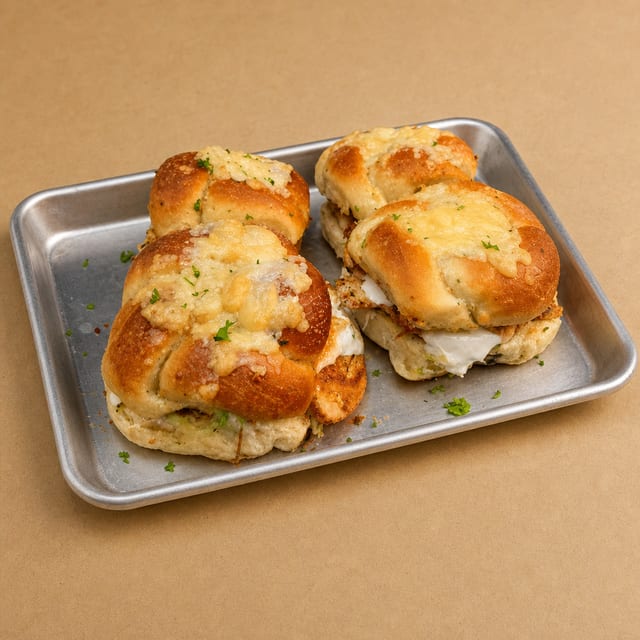 Chicken Caprese Garlic Knots Sandwich.
