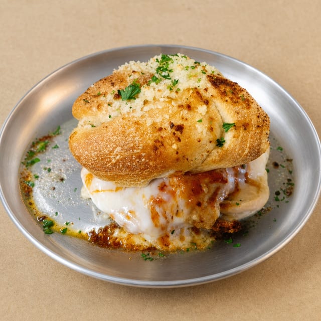 Chicken Chorizo Garlic Knots Sandwich.