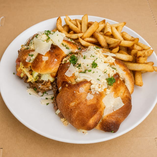 Chopped Cheese Garlic Knots Sandwich.