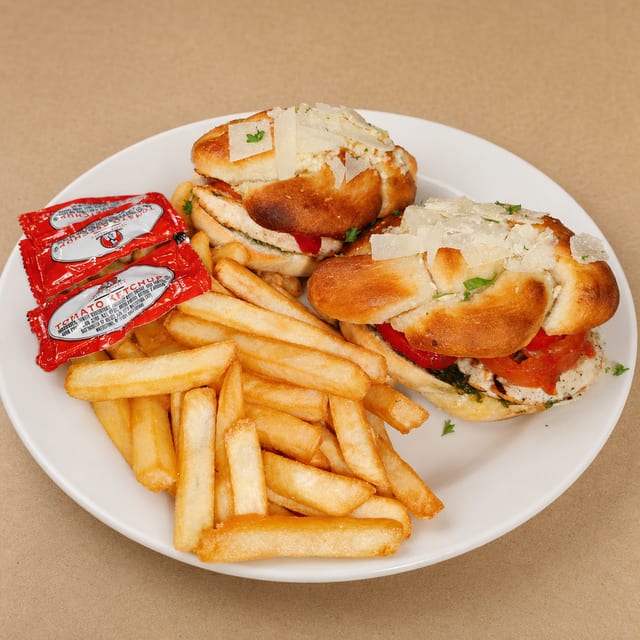 Chicken Pesto Garlic Knots Sandwich.
