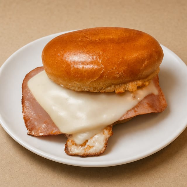 Ham, Eggs and Cheese Sandwich.