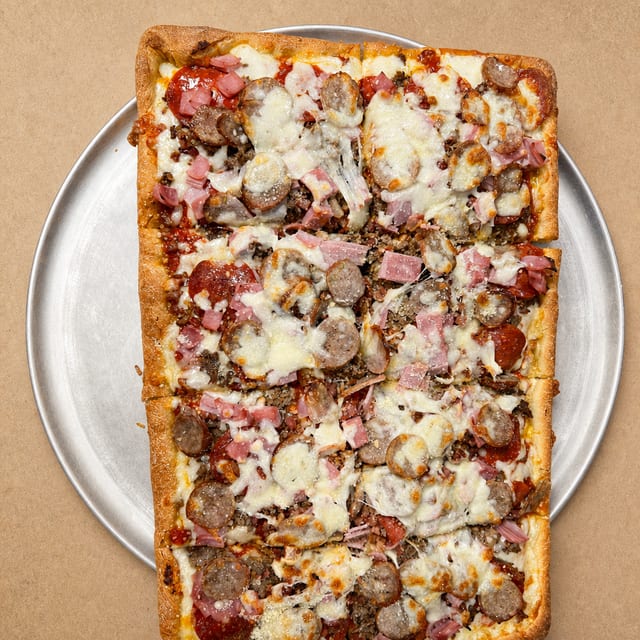 Meat Lovers Sicilian Pizza.