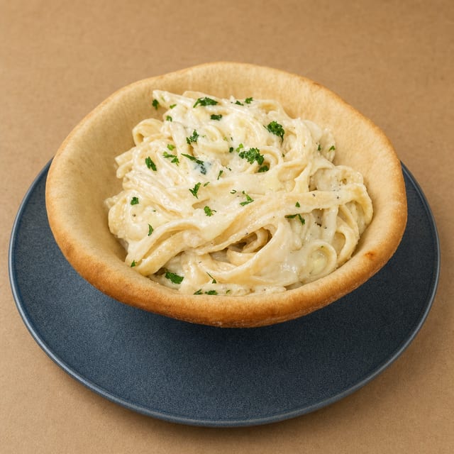 Pasta Bread Bowl Alfredo.