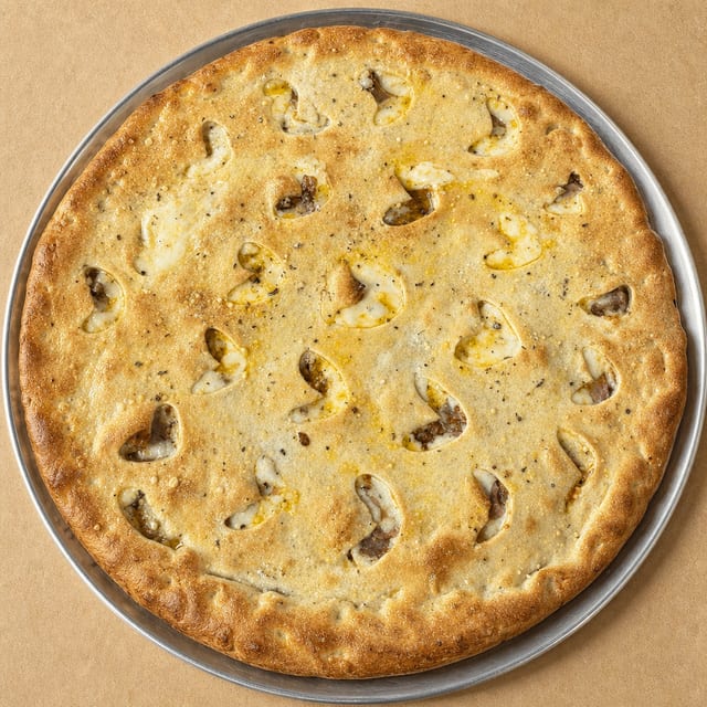 Stuffed Cheesesteak Garlic Knot Pizza.