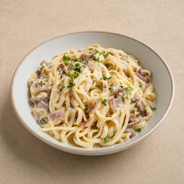 Pasta with Carbonara Sauce.