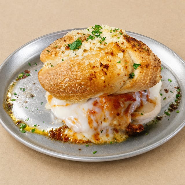 Chicken Parm Garlic Knots Sandwich.